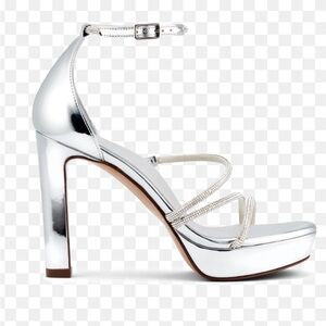 Inez Bianca Silver Metallic with Crystals